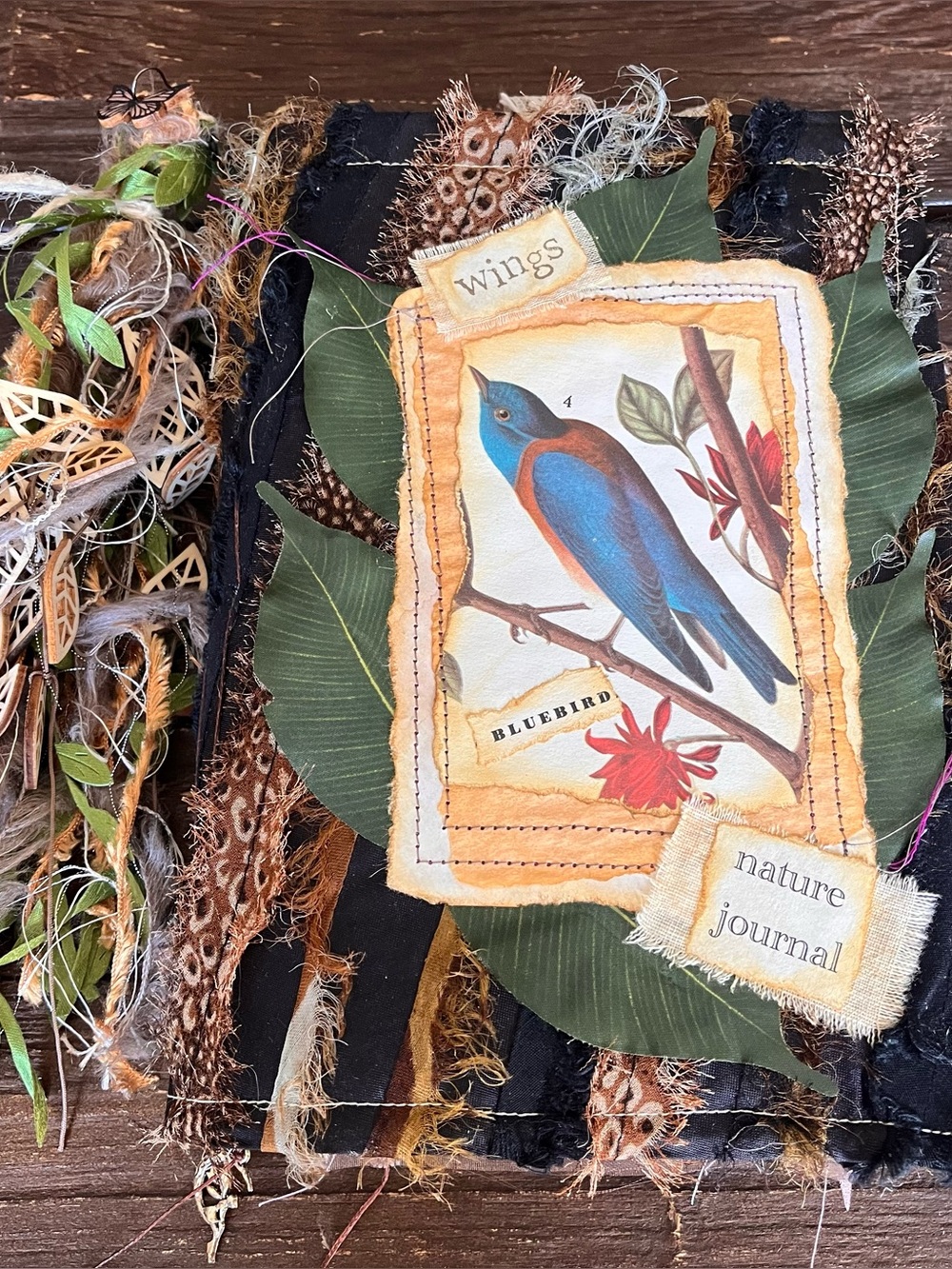 Nature Bird Journal Junk Journal Softcover Grungy Mushroom 3 Signature Decorated